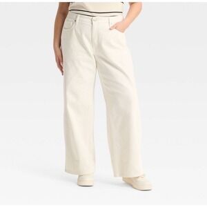 Women's Low-Rise Wide Leg Baggy Jeans - Wild Fable White Flawed Size 17